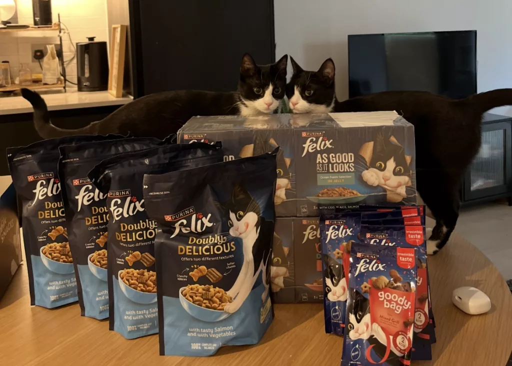 The girls excited about their Felix package